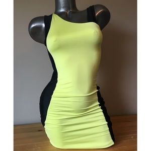 BEBE LIME GREEN AND BLACK DRESS